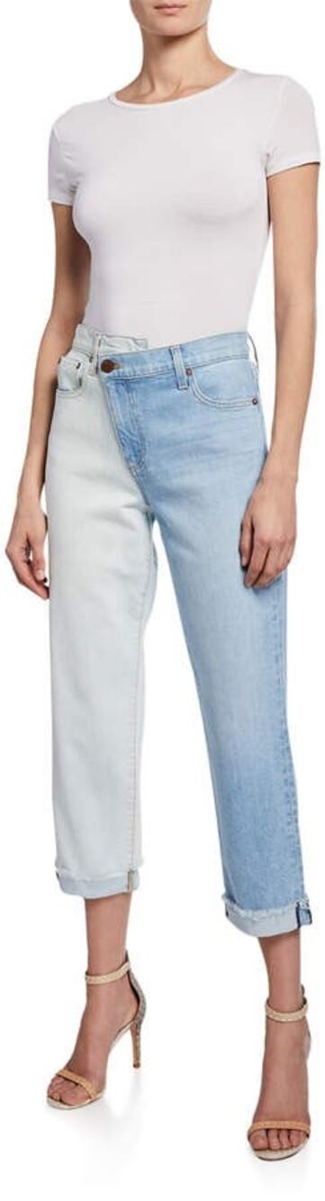 NWOT Alice + Olivia Amazing Two-Tone High-Rise Boyfriend Jeans Size 26